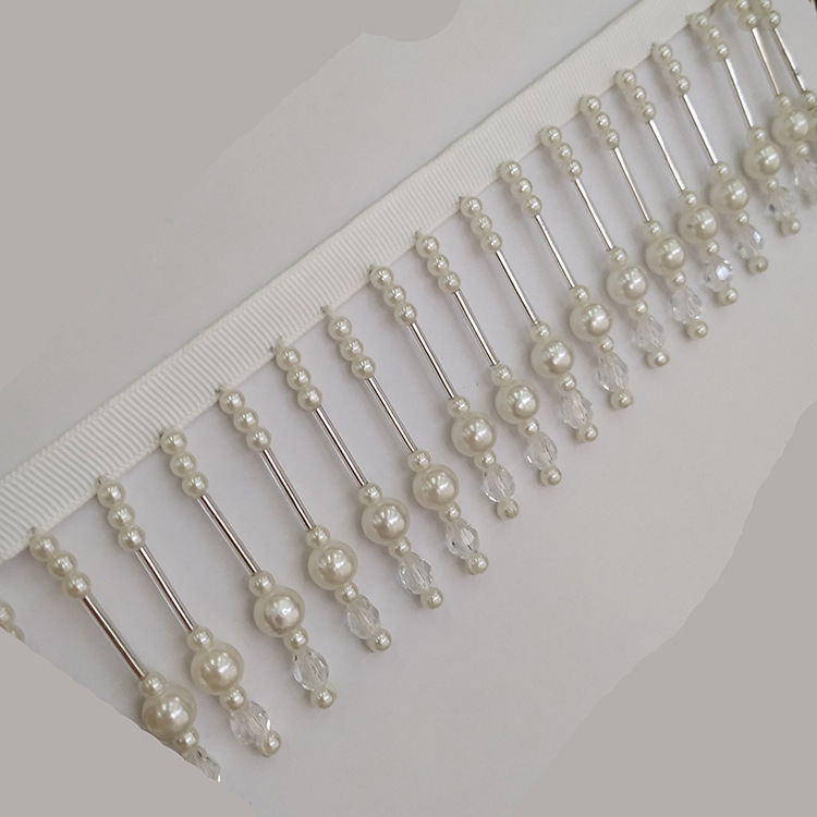 现货玻璃管水晶珠吊珠花边 民族舞蹈草帽边吊饰