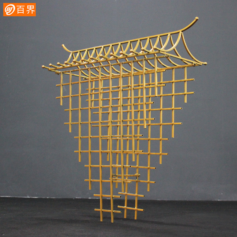 百界新款中式婚礼道具挂件铁艺黄金屋吊顶婚庆布置摆件T台路引
