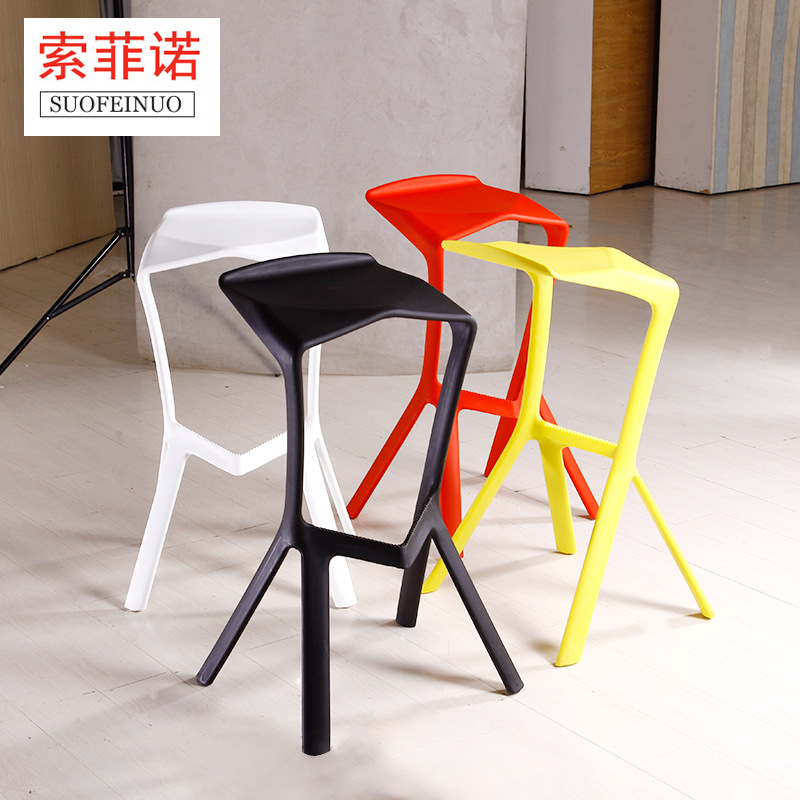 厂家批发创意酒吧高脚椅塑料吧椅外贸北欧风椅子时尚简约休闲吧凳