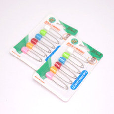 大号多色安全别针 宝宝安全别口水巾别针 面包头不锈钢别针1盒价