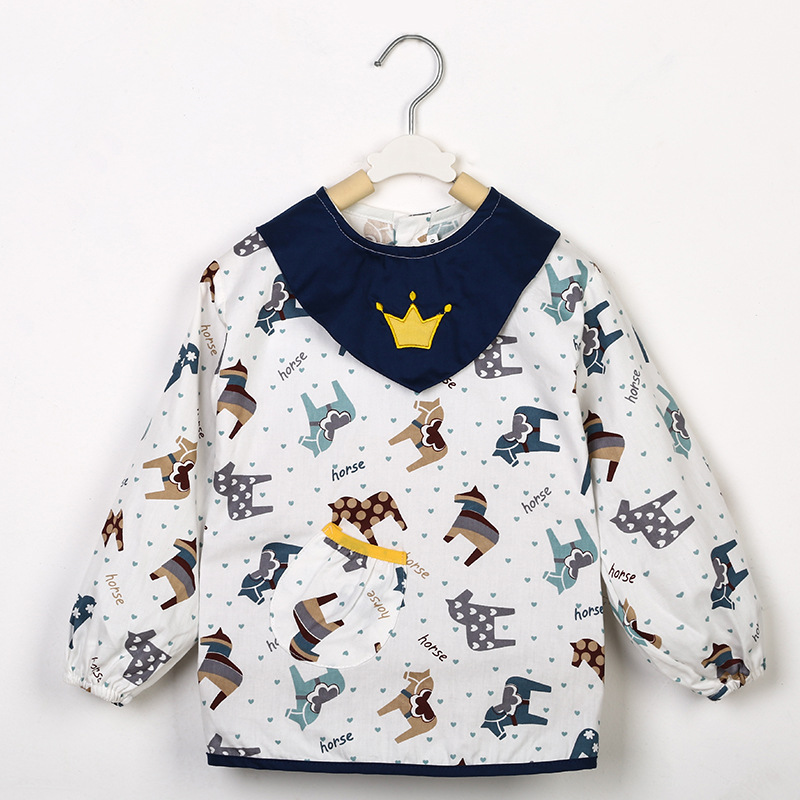 children Burqa pure cotton spring and autumn winter Long sleeve waterproof baby Dressing baby Having dinner Protective clothing apron wechat Business