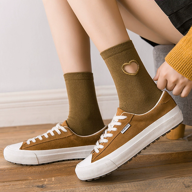 Japanese trend knee socks, combed cotton, mid-length