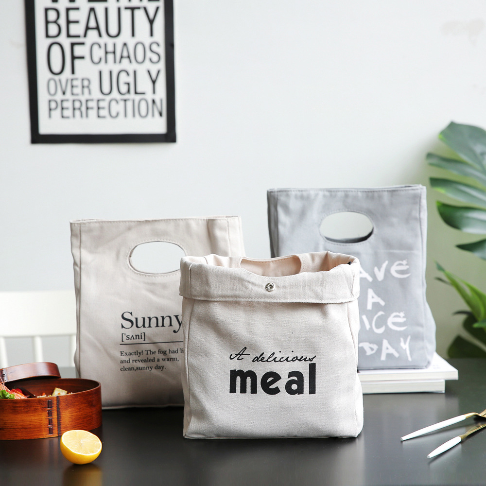 手提帆布便携包礼品购物袋饭盒保温午餐可印LOGO折叠收纳便携式