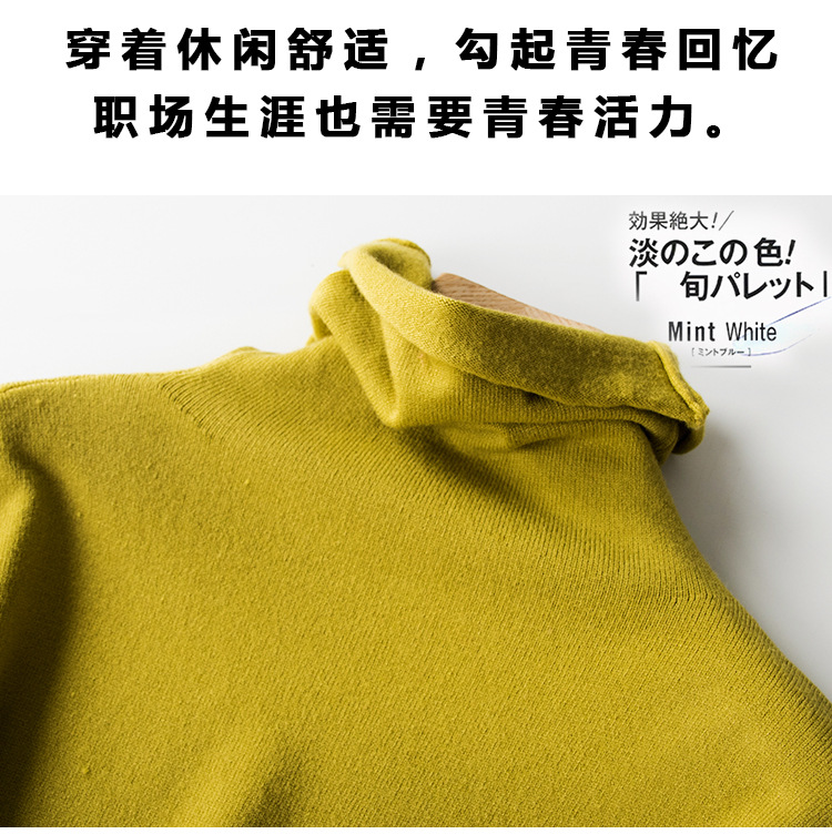 秋冬跨境 2020新款韩版堆堆领套头针织衫内搭打底衫ins潮女式毛衣 pic 11