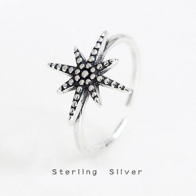 s925 Sterling Silver Retro Do the old Starfish Ring the republic of korea Dongdaemun personality Female models starlight Ring fashion Jewelry