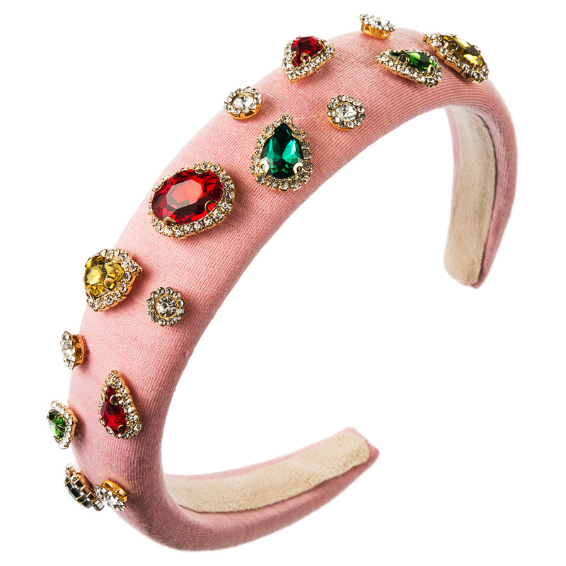 Fashion Thin Sponge Hair Hoop Female Spring New Diamond Candy Colorful Catwalk Fabric Hair Accessories display picture 1