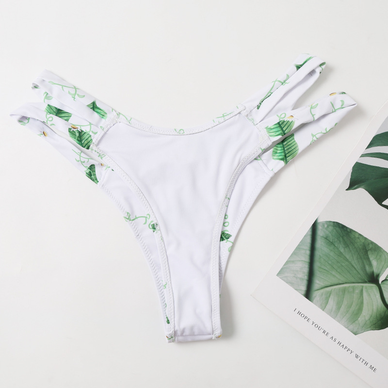 nuevo traje de baño venta caliente bikini de hoja verde anudado pequeño traje de baño con estampado fresco NSHL3334