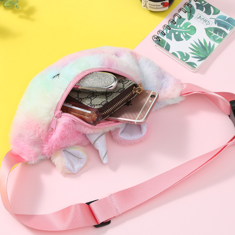 Girl's Medium All Seasons Plush Cartoon Cute Dumpling Shape Zipper Fanny Pack display picture 9