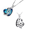 Necklace, blue crystal heart shaped, pendant, accessory, silver 925 sample, micro incrustation, European style, suitable for import