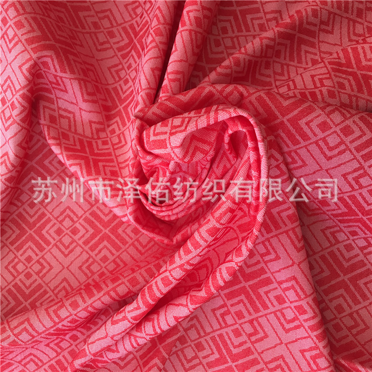色织大提花弹力布TR大提花弹力锦棉罗缎弹力提花锦棉布