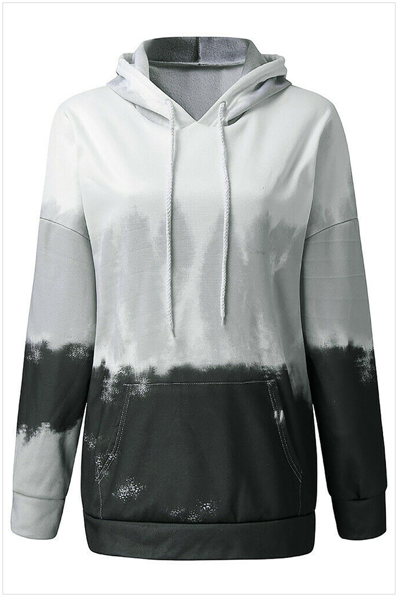 Tie-dye gradient hooded sweatershirt women loose women s pullover long-sleeved jacket  NSSI3476