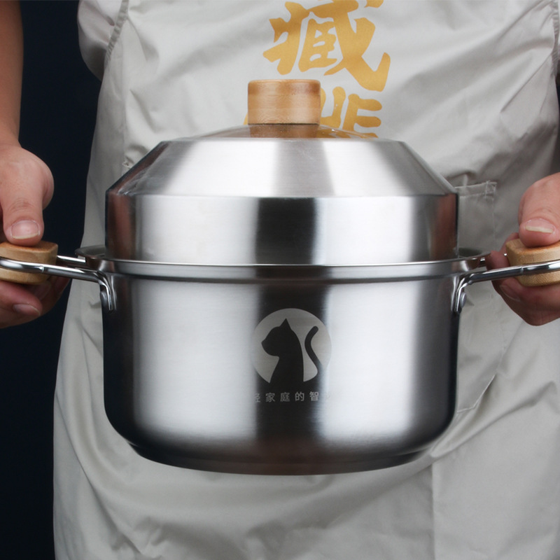 优品猫品牌304不锈钢蒸锅日式蒸汤锅新款多用锅实用礼品高档礼品