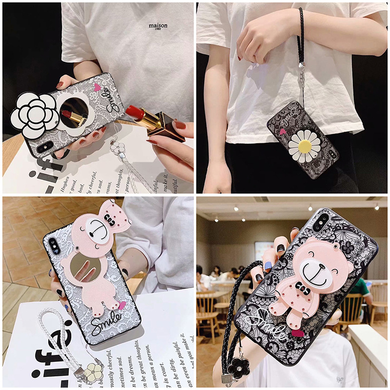 创意卡通镜子适用苹果手机壳可爱适用iphone x xr xs max 6 7 8 p|ms