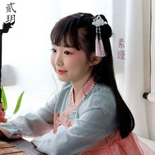 贰玥新品儿童璎珞 发夹套装 汉服软璎珞项圈流苏甜美发卡【素瑾】