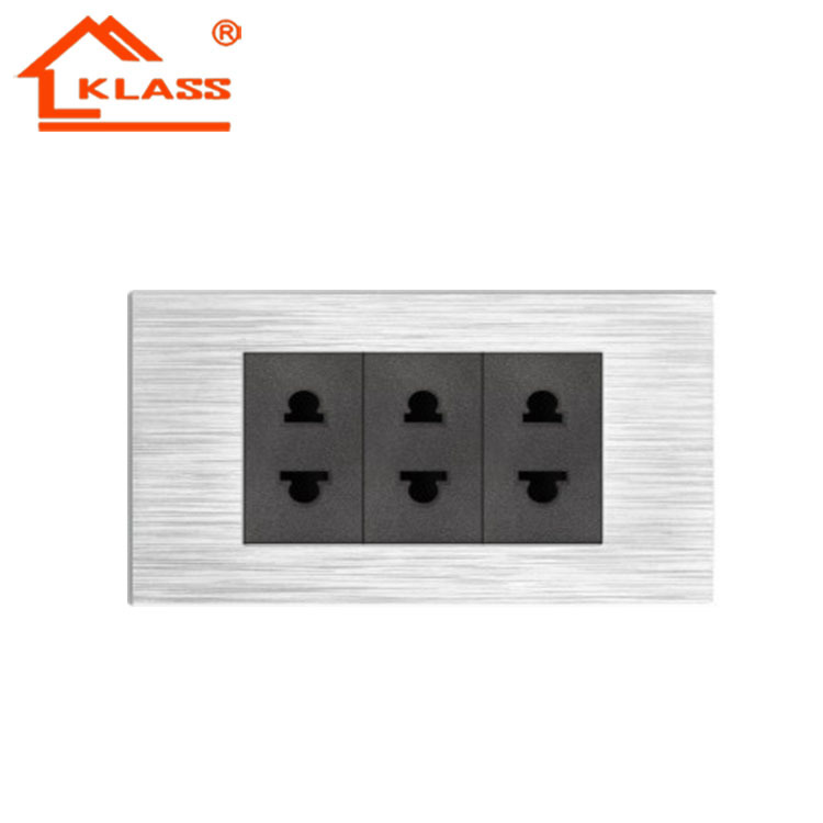 [外贸出口插座】美式外销出口插座银灰色pc118插座 六孔墙壁插座