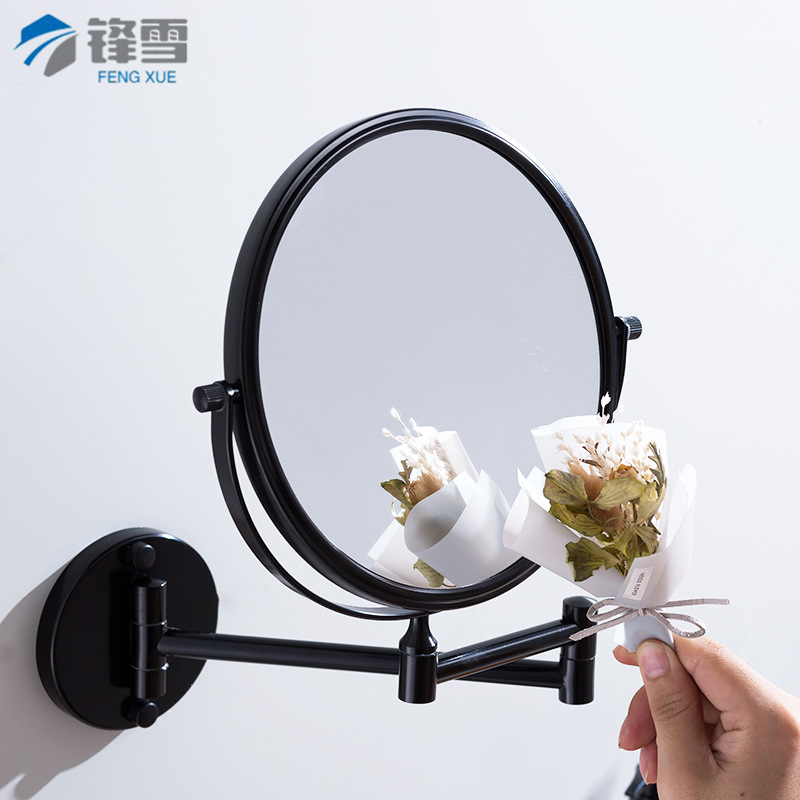 镜子免打孔 太空铝浴室美容镜化妆镜 卫生间卧室可折叠伸缩放大镜