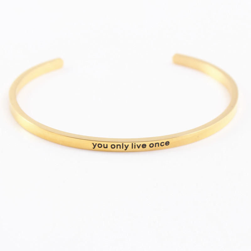 Casual Simple Style Letter Stainless Steel Cuff Bracelets display picture 5