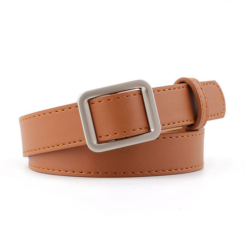 No-hole square buckle women's belt, simple and versatile, needle-free retro fashion belt for women, Korean style student belt