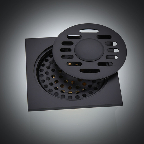 Black all-copper European-style floor drain, deodorant floor drain, bathroom shower room floor drain, washing machine floor drain