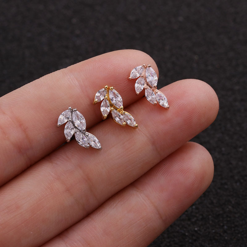 Ear Cartilage Rings & Studs Star 316 Stainless Steel  Copper Zircon display picture 11