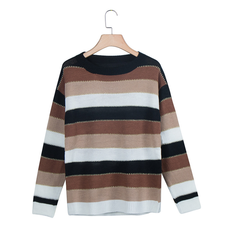 new striped stitching long-sleeved sweater  NSLK11385