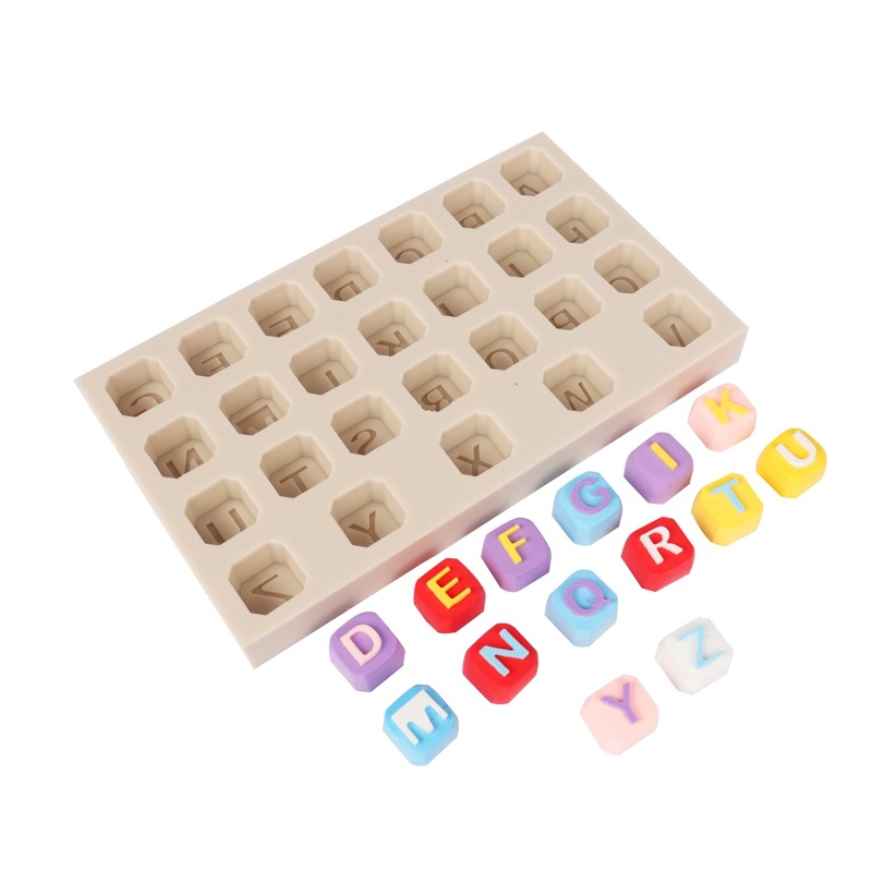 Inglés letras DIY hecho a mano molde de azúcar marrón bloque de azúcar molde de silicona molde de pastel molde de hornear