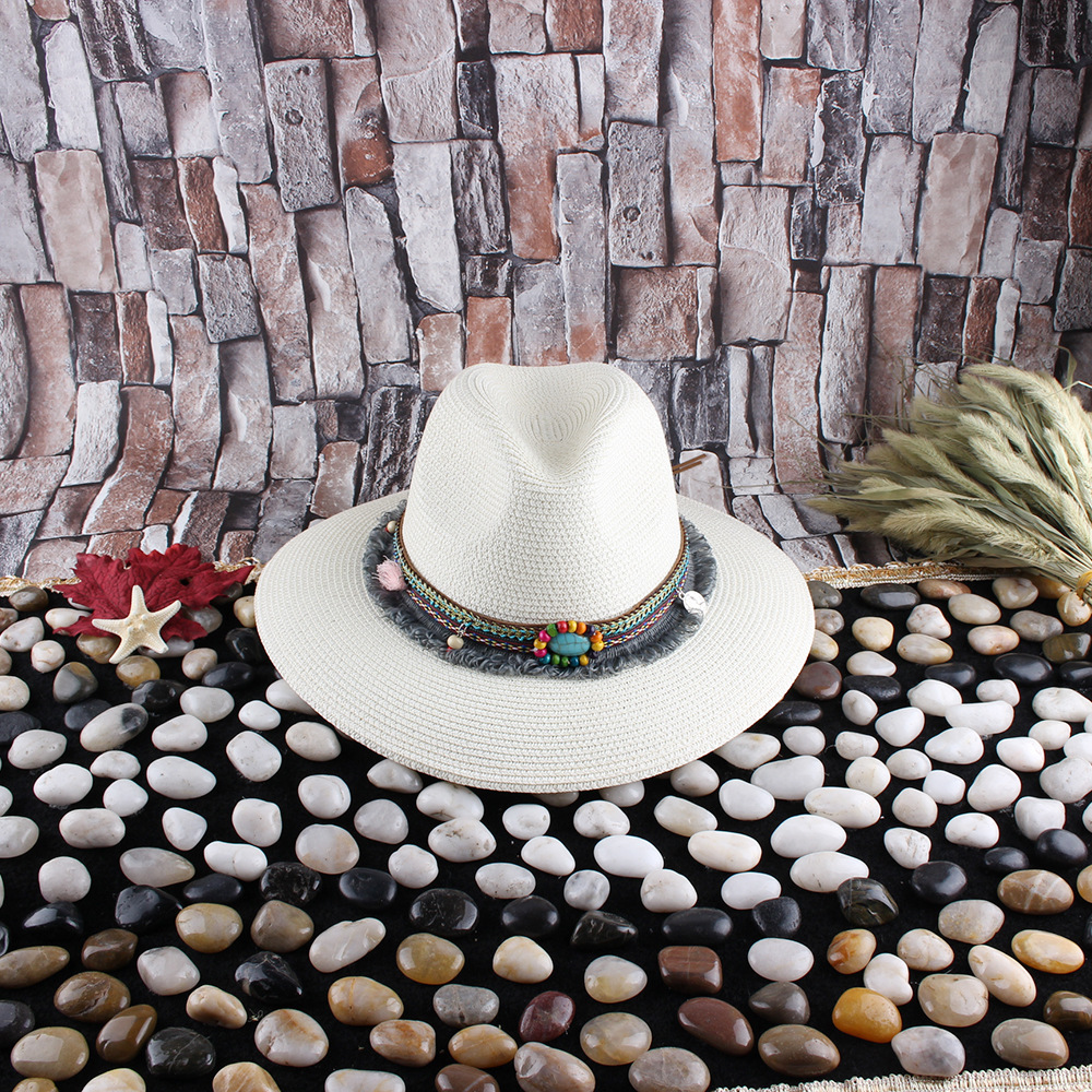 Sombrero de paja de mujer a juego de moda de verano nuevo sombrero de paja ajustable con protección solar en forma de campana sombrero de paja de viaje de playa