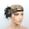 [Innovation] 1920s black feather head jewelry flowing Soviet head with Gatsby Dance banquet feather head jewelry