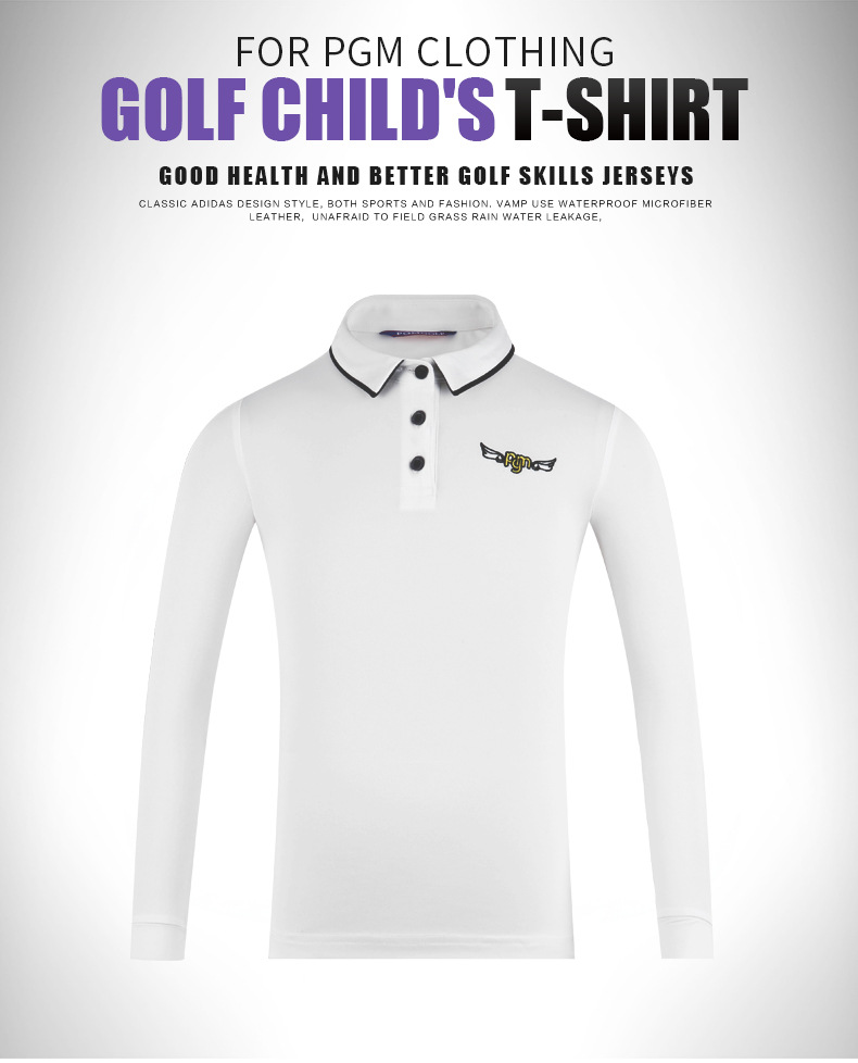 Áo thun golf dài tay bé gái PGM cổ bẻ phối sọc — YF219 màu hồng, YF548-màu trắng, YF219 màu trắng, YF548-màu xanh nước biển chi tiết 32