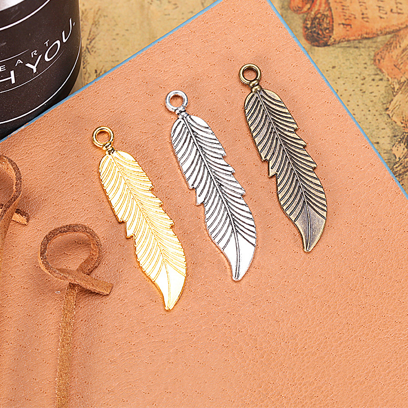 合金配件45*11MM合金双面树叶羽毛吊坠DIY饰品饰品配件XS1845G