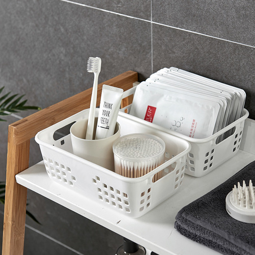 Blue remote control storage box, small basket, medium-sized plastic storage bin, kitchen snack organizer, other storage baskets