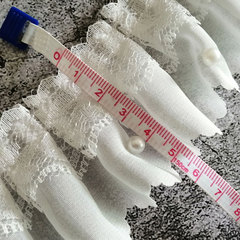 高檔進口白色雙層釘珠蕾絲花邊輔料窗簾裝飾服裝褶皺壓褶珍珠裙擺