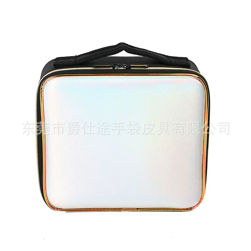 新款化妆师PU手提化妆盒 时尚拼接牛津布彩妆包 多功能PU收纳包