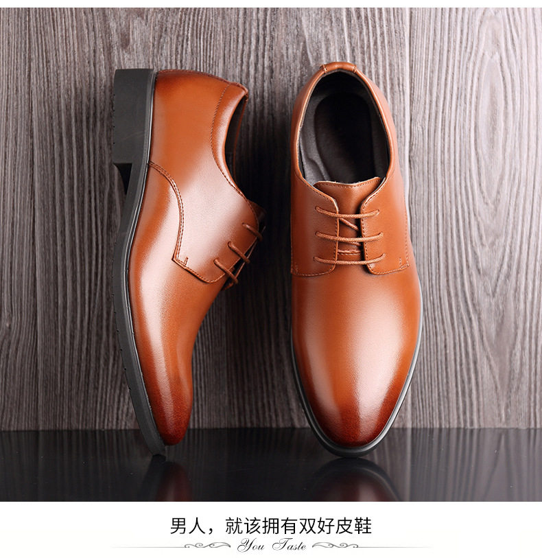 Giày da nam công sở cổ thấp da bò, đế cao su êm chân, size lớn — Màu đen chi tiết 18