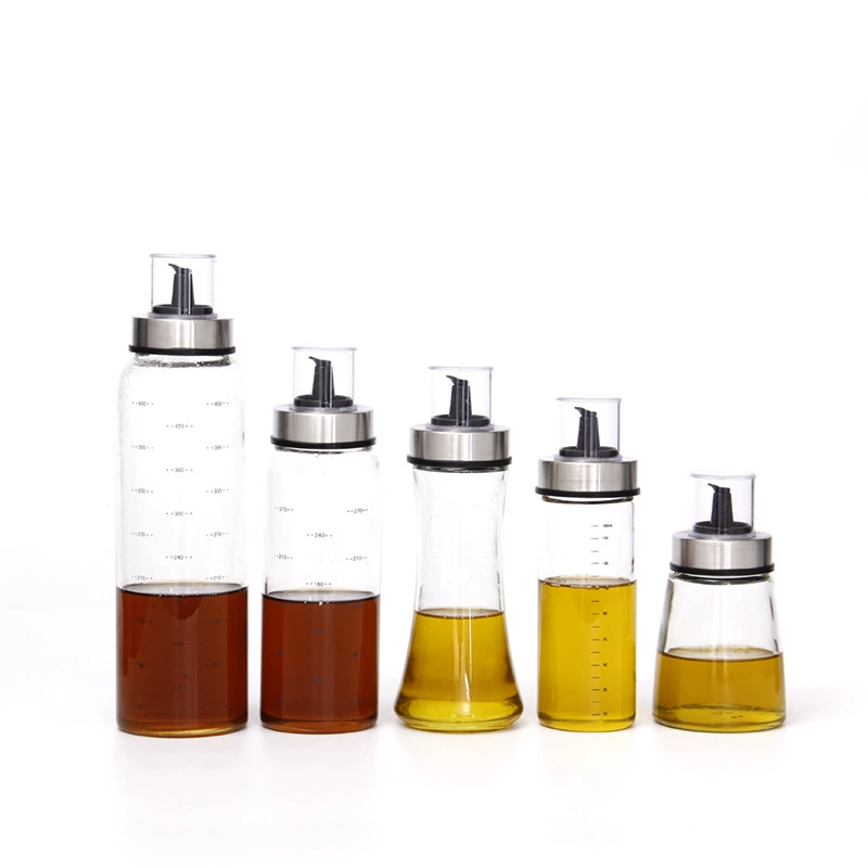 High borosilicate transparent lid oil bottle creative leak-proof glass oil bottle kitchen soy sauce vinegar bottle dust-proof condiment bottle wholesale