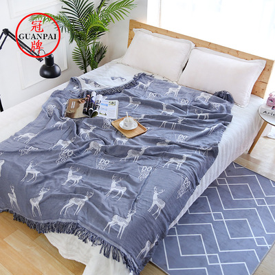 Crown brand Japanese tassels Blanket Bamboo fiber Icy Towel soft Single Cool in summer Gift benefits