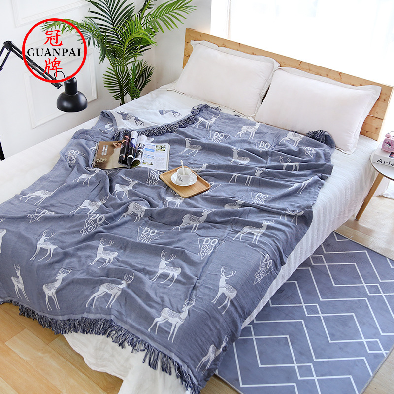 Crown brand Japanese tassels Blanket Bamboo fiber Icy Towel soft Single Cool in summer Gift benefits