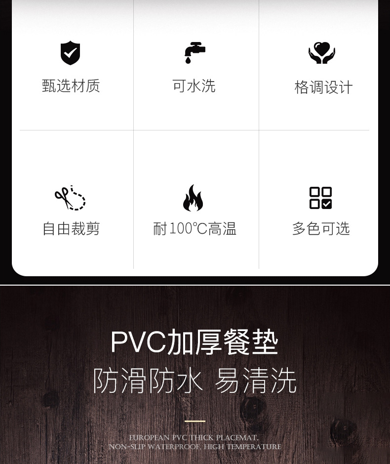 PVC餐垫定制日式简约隔热防滑杯垫多功能西餐垫特斯林餐垫免洗详情图17