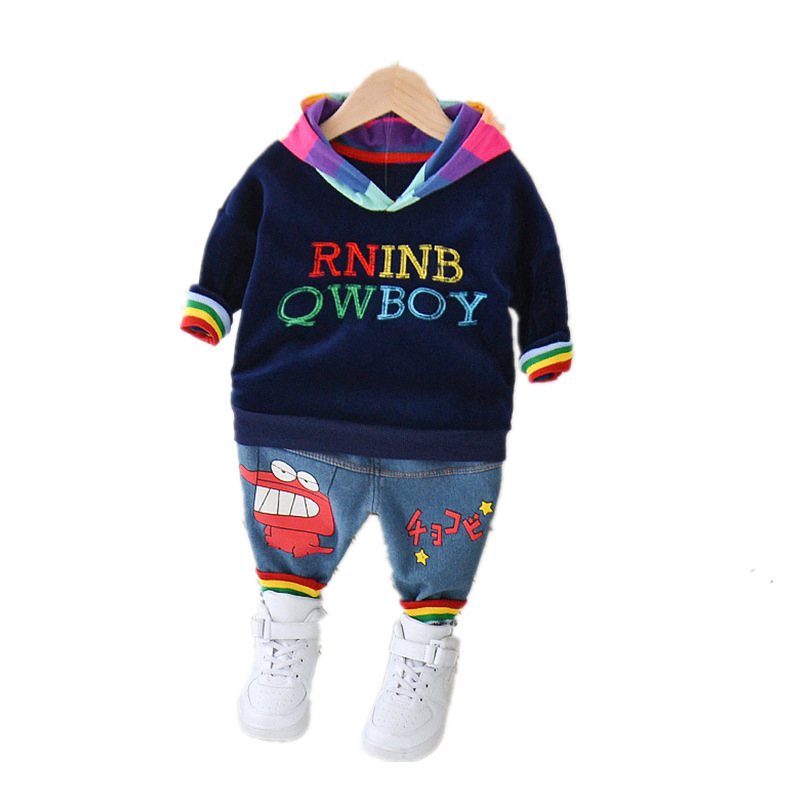 Infant Autumn and Winter Suit Boys and Girls Sweater Baby Velvet Thickened Two-piece 2023 New Fashionable Children's Fashion Infant Autumn and Winter Suit Boys and Girls Sweater Baby Velvet Thickened Two-piece 2023 New Fashionable Children's Fashion