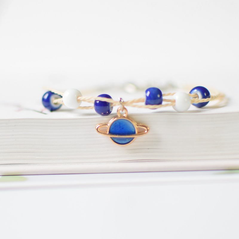 2023 nuevo unicornio pulsera de cerámica mujer pareja hermanas joyería estudiantes simple y dulce pulsera planeta azul uno