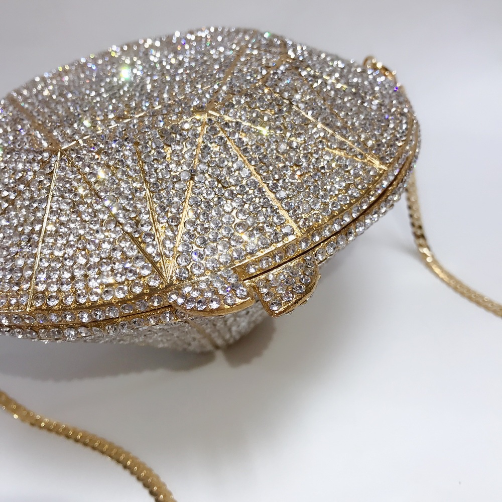 Gold Silver Alloy Rhinestone Metal Diamonds Diamond Shape Evening Bags display picture 6