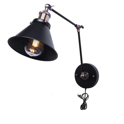 跨境亞馬遜小喇叭壁燈複古鐵藝可調角度 客餐廳咖啡廳床頭壁燈