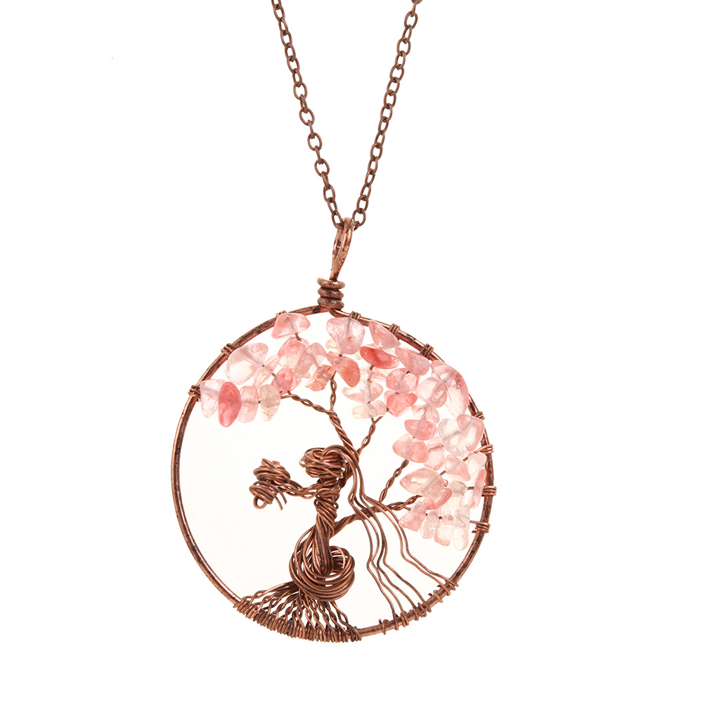 Fashion Tree Alloy Plating Natural Stone Pendant Necklace 1 Piece