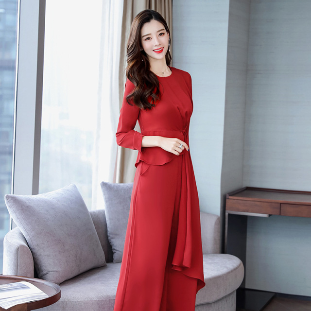 Goddess Style High-waist and Broad-legged Trousers Suit