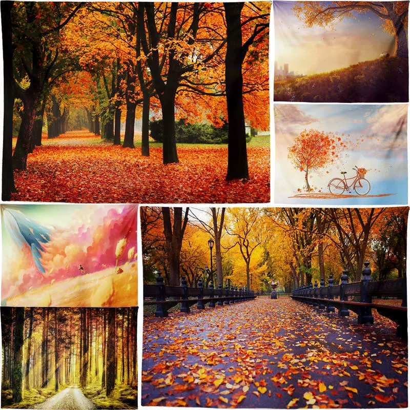 Трансграничная Горячая Распродажа Осень красочные леса фон Настенный Ковер живопись можно настроить