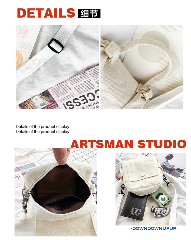 Korean New Fashion Simple And Versatile Solid Color Girl Canvas Shoulder Bag Student Bag display picture 31