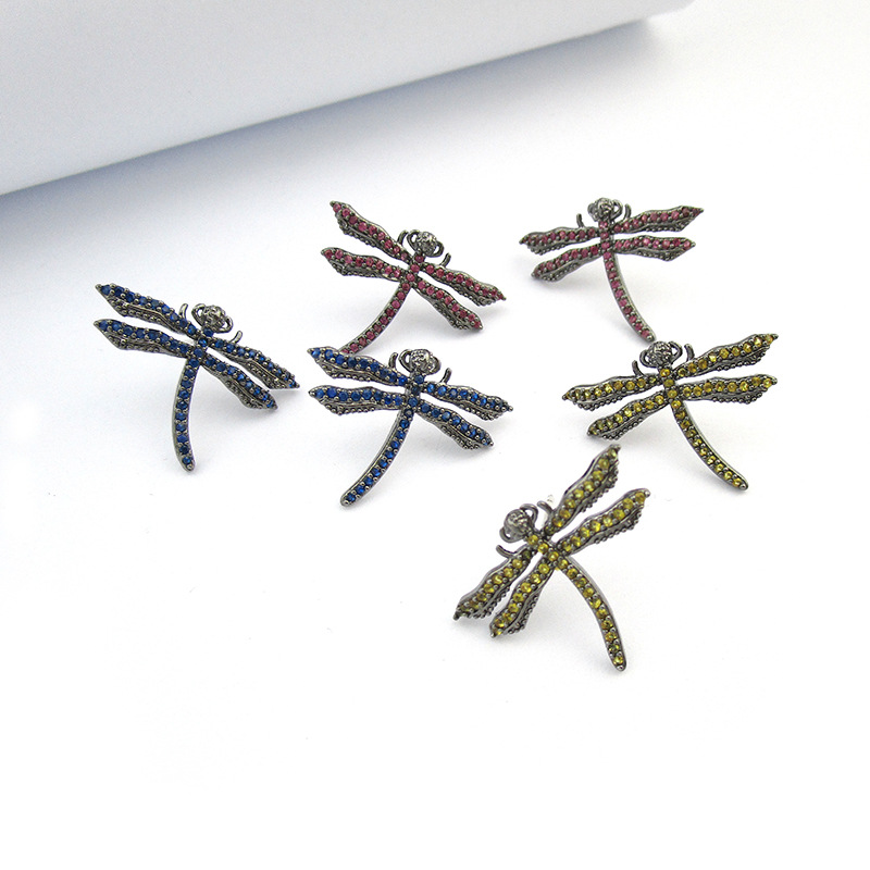 Animal Earrings Cartoon Purple Dragonfly Earrings S925 Sterling Silver Ear Needles Hypoallergenic Earrings Women Wholesale display picture 4