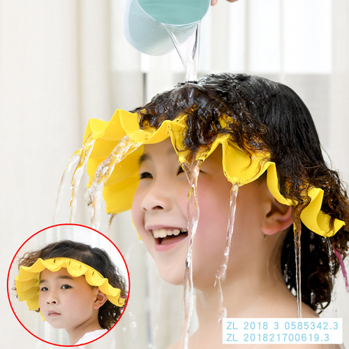 Baby shower hat waterproof ear protection adjustable children's bath cap soft rubber hair washing hat for kids