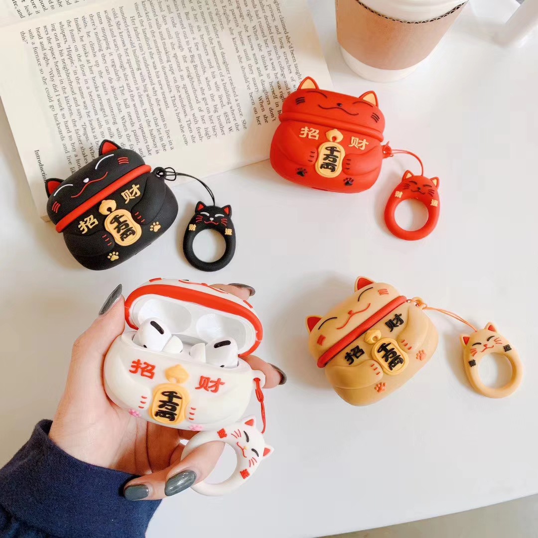 70g Weight Lucky Cat For  Three Generation Wireless Headset Airpods Pro Protective Shell Creative Chinese Style Protective Cover