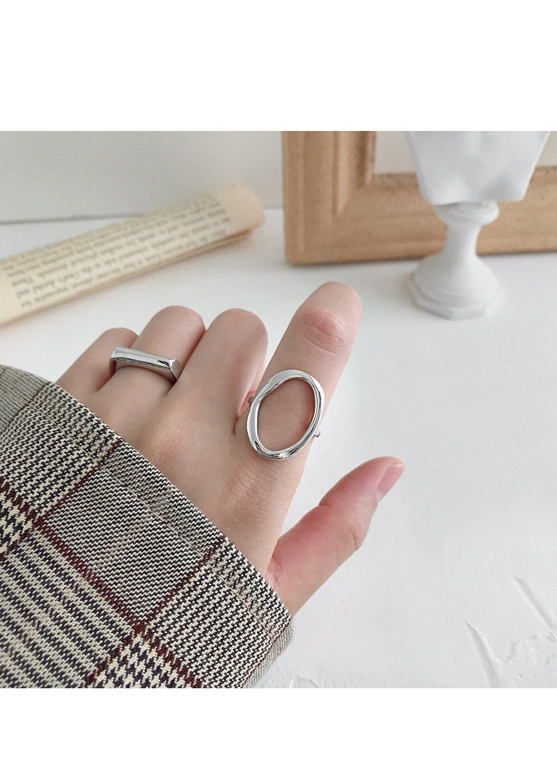 Korean Version Of S925 Sterling Silver Ring Ins Simple Geometric Irregular Hollow Ring Female Japan And South Korea display picture 5